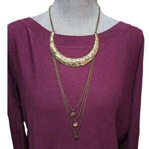 Stephan & Co Bohemian Women's Multi Layered Choker Necklace Dark Gold Plated NWT